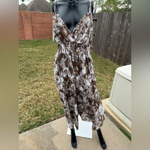 Brown and White Floral Dress